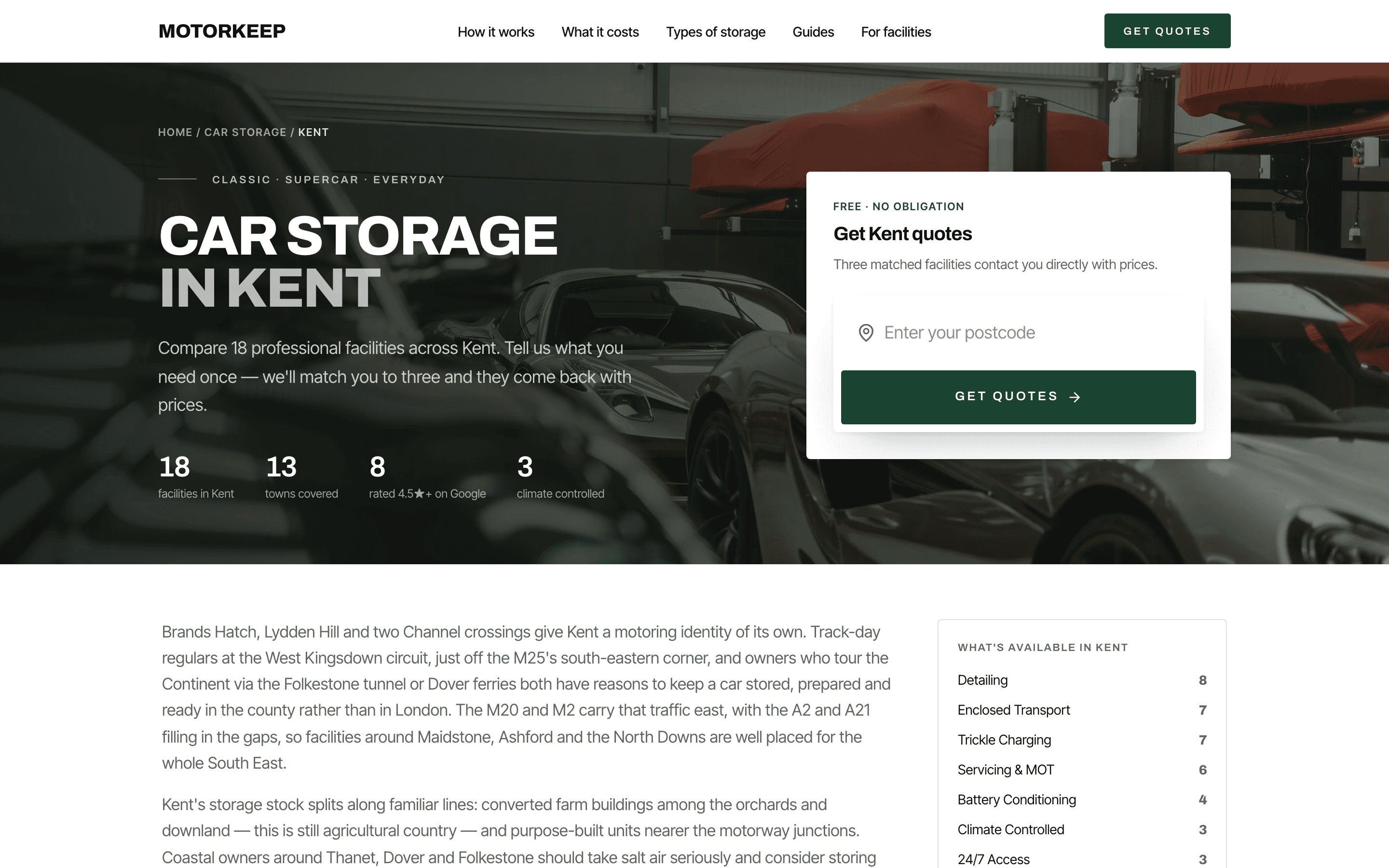 Screenshot: county page